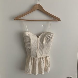 Parker cream / white silk peplum top